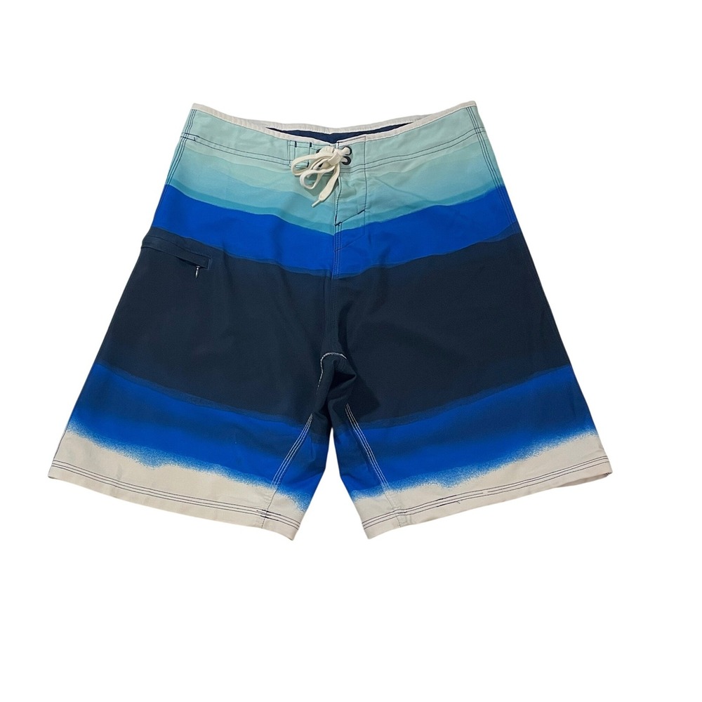 Burnside Mens Blue Ombre Striped Board Shorts Swim Trunks Size 30